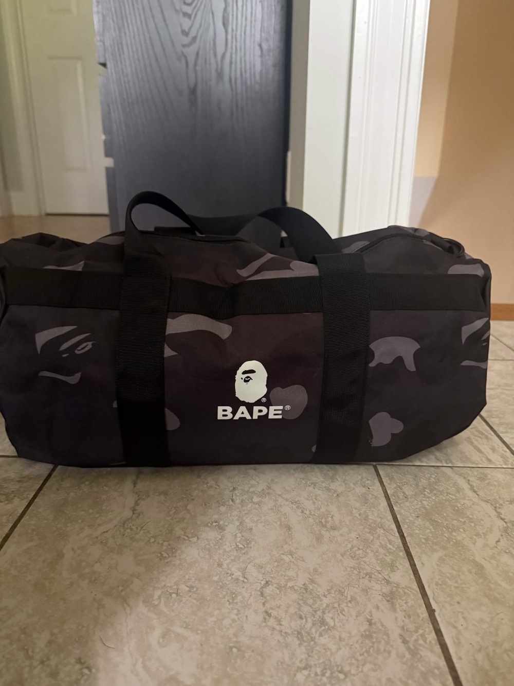 Bape Black & Gray Camouflage Duffel Bag